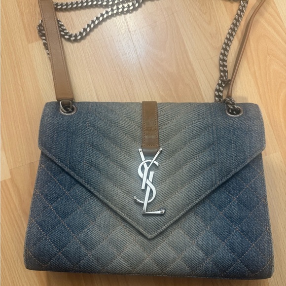 SAINT LAURENT DENIM MATELASSÉ SHOULDER BAG - Picture 3 of 8